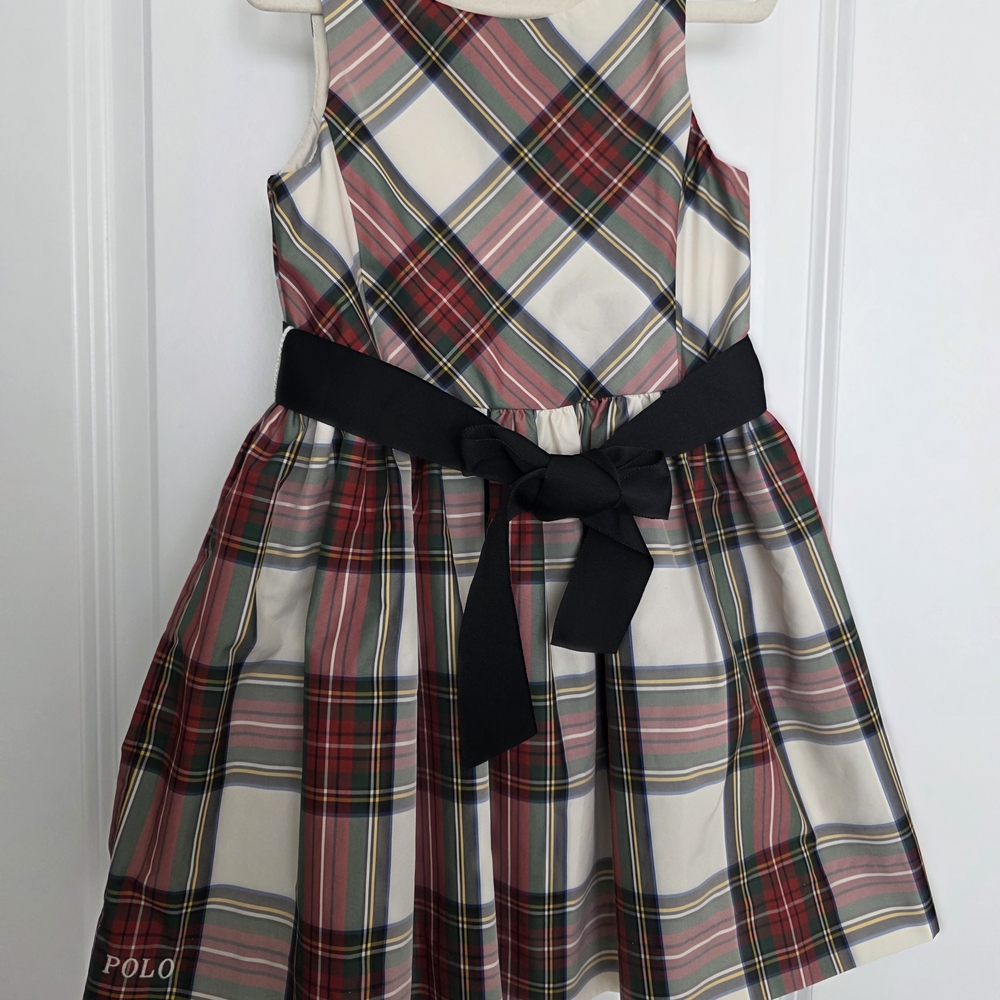 Polo by Ralph Lauren Kids Multicolor Plaid Dress with Black Sash